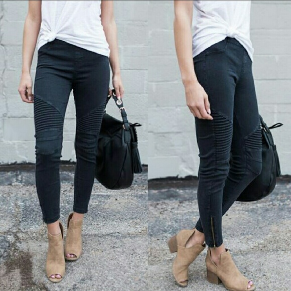 SOLD OUT Black Moto Stretch Leggings - Picture 5 of 6