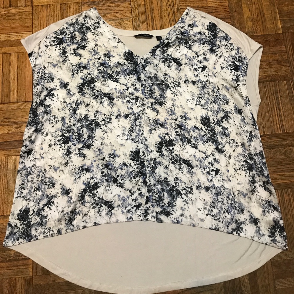 H by Halston Mixed Fabric Hi Lo Top Plus Size 1X