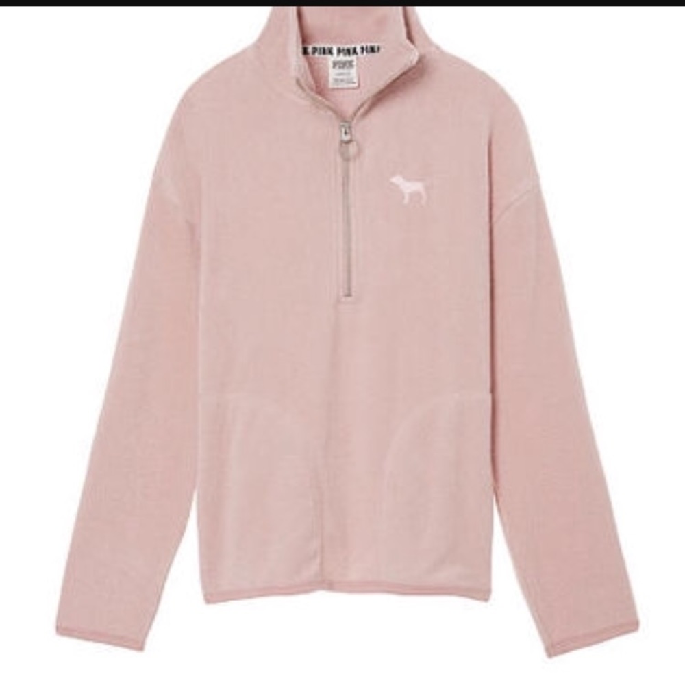 ❕Price Firm❕VS PINK fleece stadium half zip