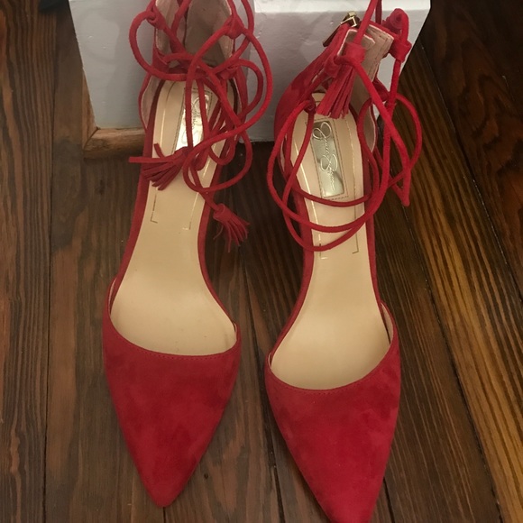 Red strap up heels - Picture 2 of 4