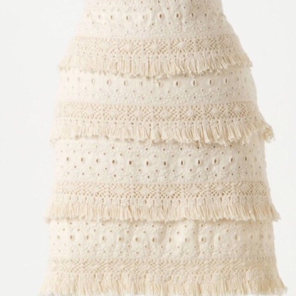 Anthropologie HD in Paris Tiered Fringe Skirt Sz 4 - Picture 2 of 8