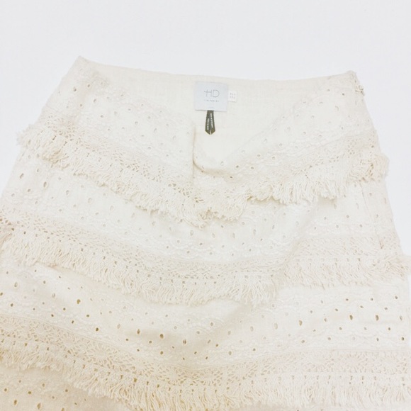 Anthropologie HD in Paris Tiered Fringe Skirt Sz 4 - Picture 6 of 8