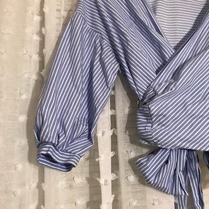 Stripped cropped wrap top