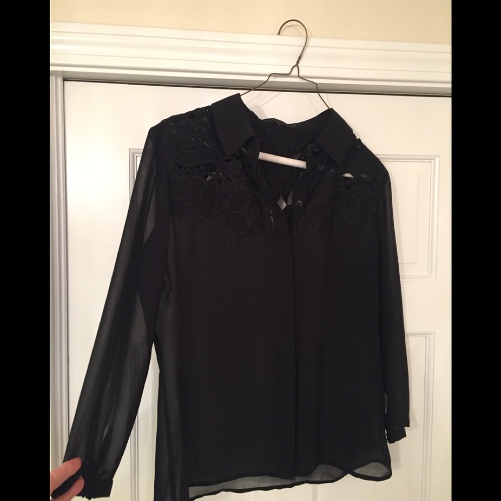 Ted Baker black top with lace cutout