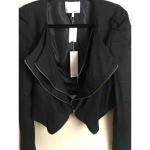 NWT 🖤 LUSH Cropped Black Fancy Double Zip Jacket
