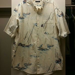 Mens Nautical short sleeve dress shirt