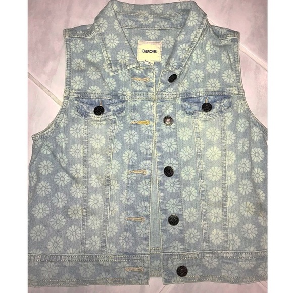 Floral button up denim vest - Picture 5 of 7