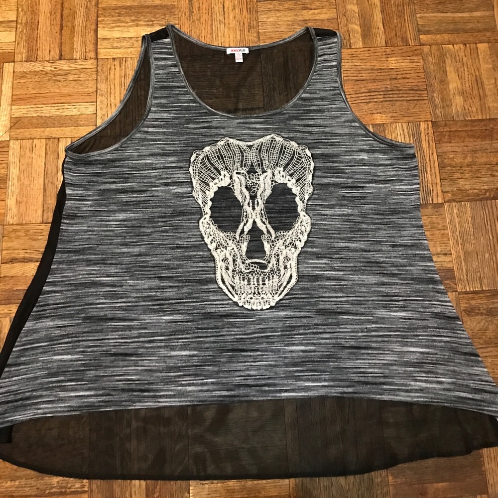 Bongo Plus Contrasting Fabric Hi Lo Tank Top 3X