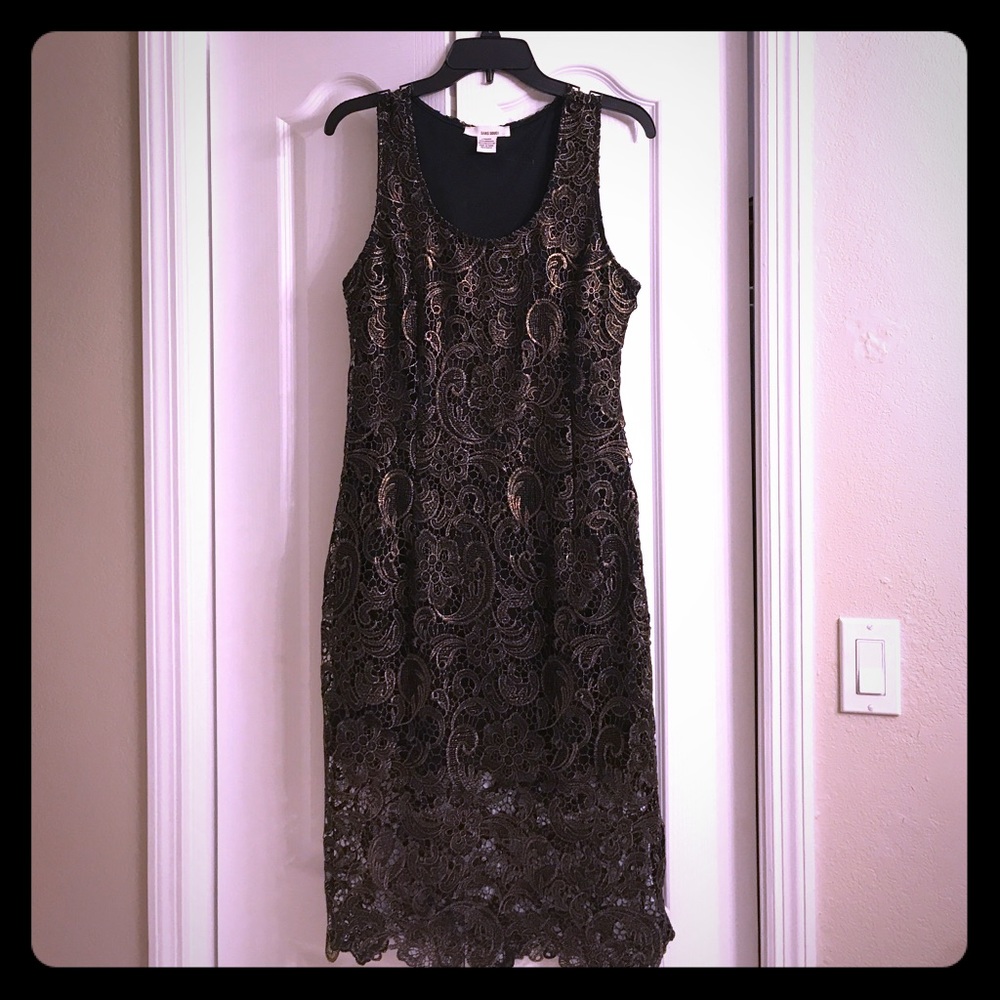 Black and gold metallic dress