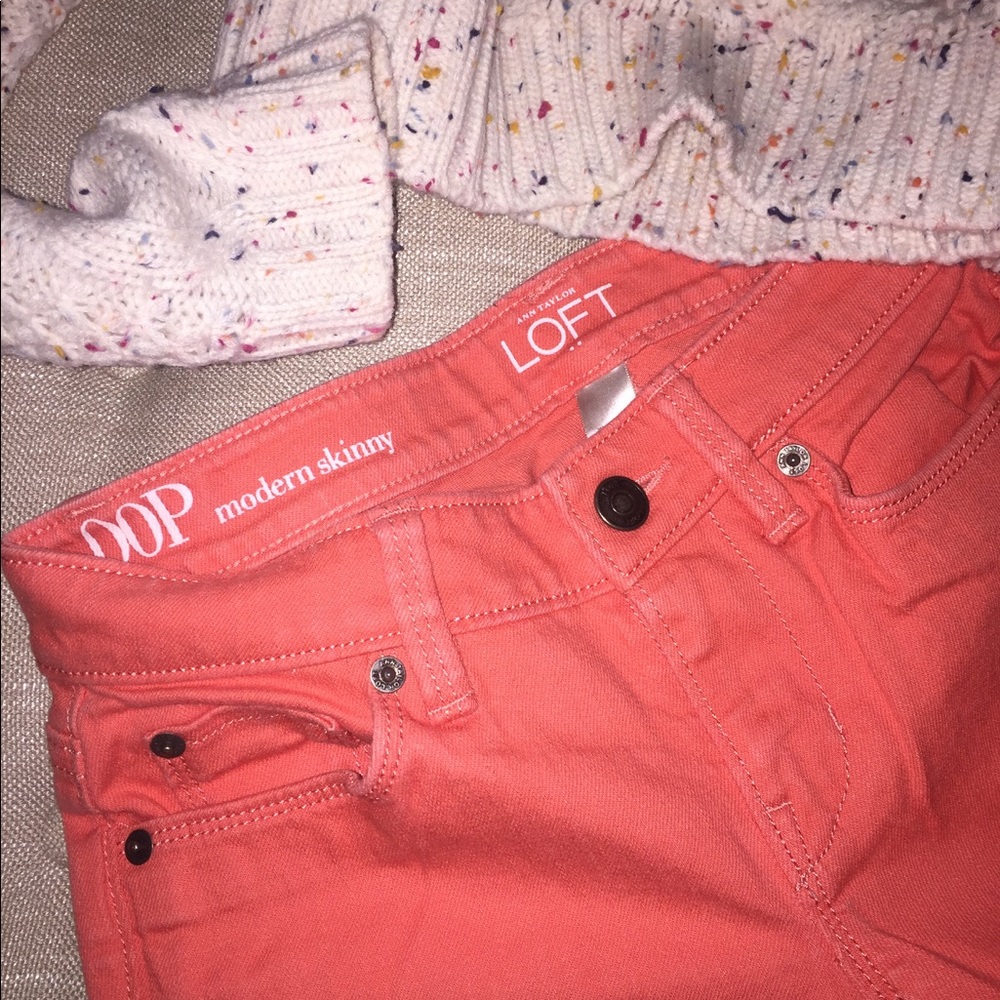 00P Loft Modern Skinny Salmon Jeans