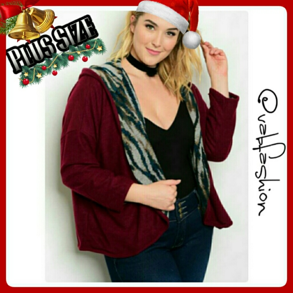 PLUS SIZE FUZZY HOODED CARDIGAN!🍁 - Picture 7 of 7