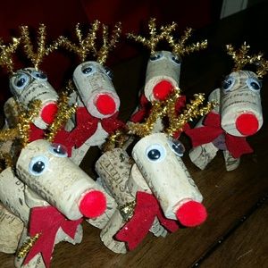 CUTE Christmas  Cork Reindeer Ornaments