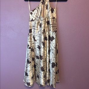 Gold and chocolate brown halter dress- 13/14