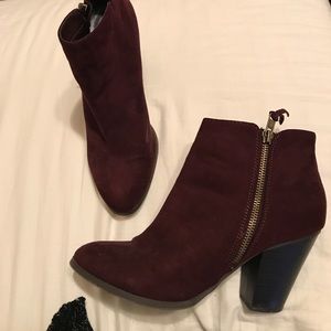 Maroon suede booties