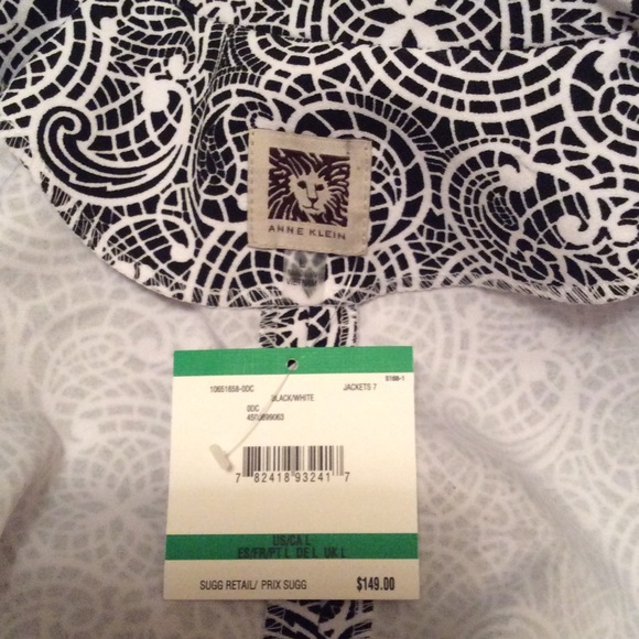 Anne Klein Blazer Black/White Pattern NWT - Picture 6 of 6