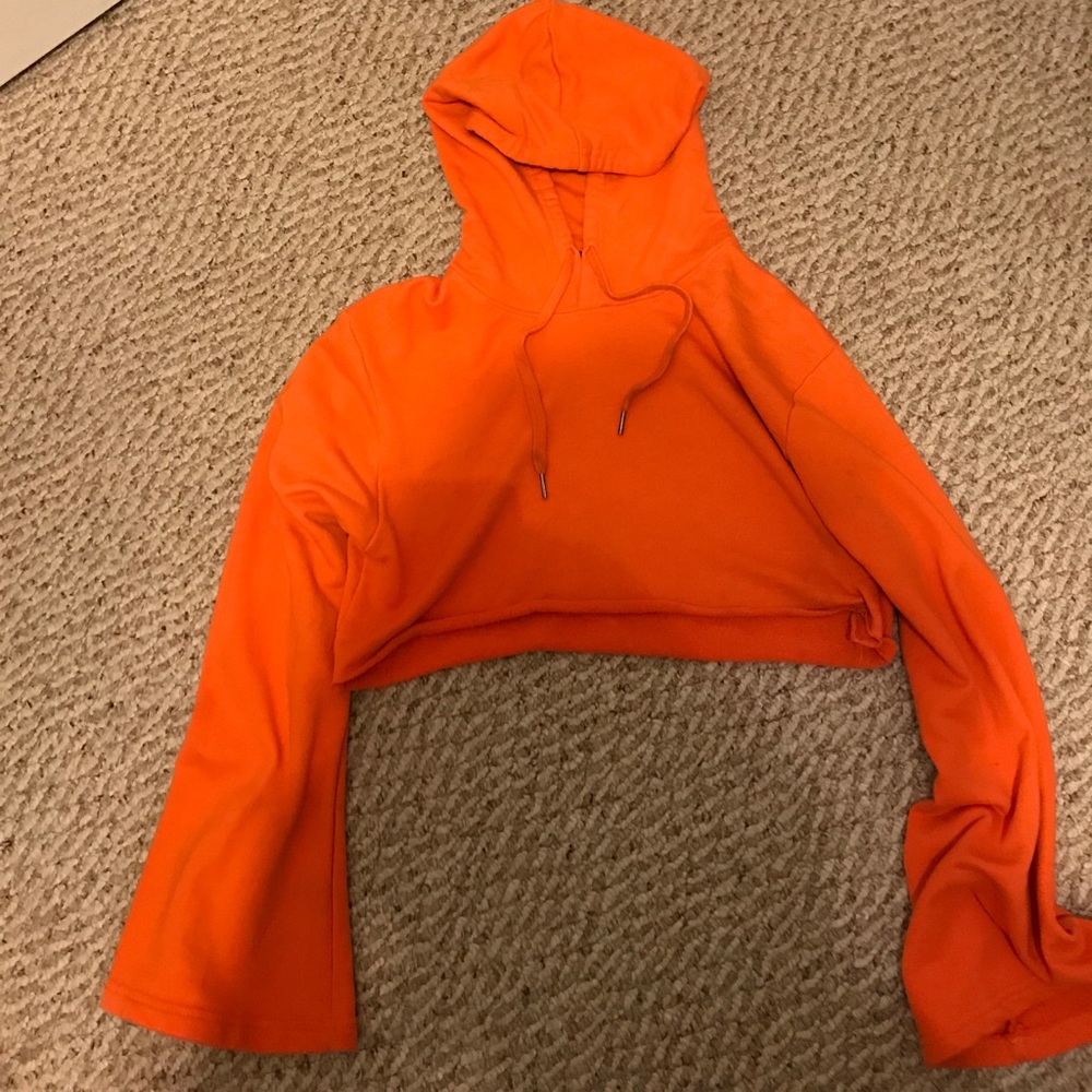 Forever 21 Crop Top Orange Hoodie