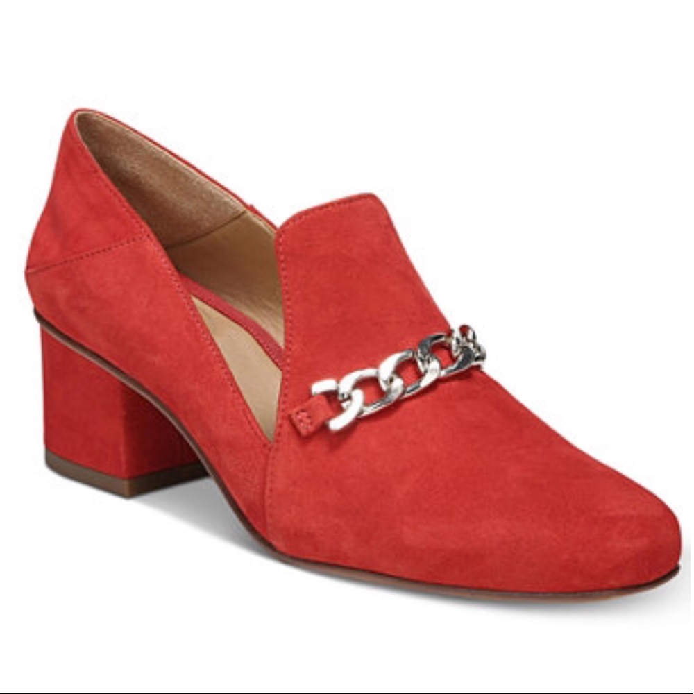 Franco Sarto Red Block Heel Pumps
