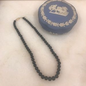 Black glass bead necklace