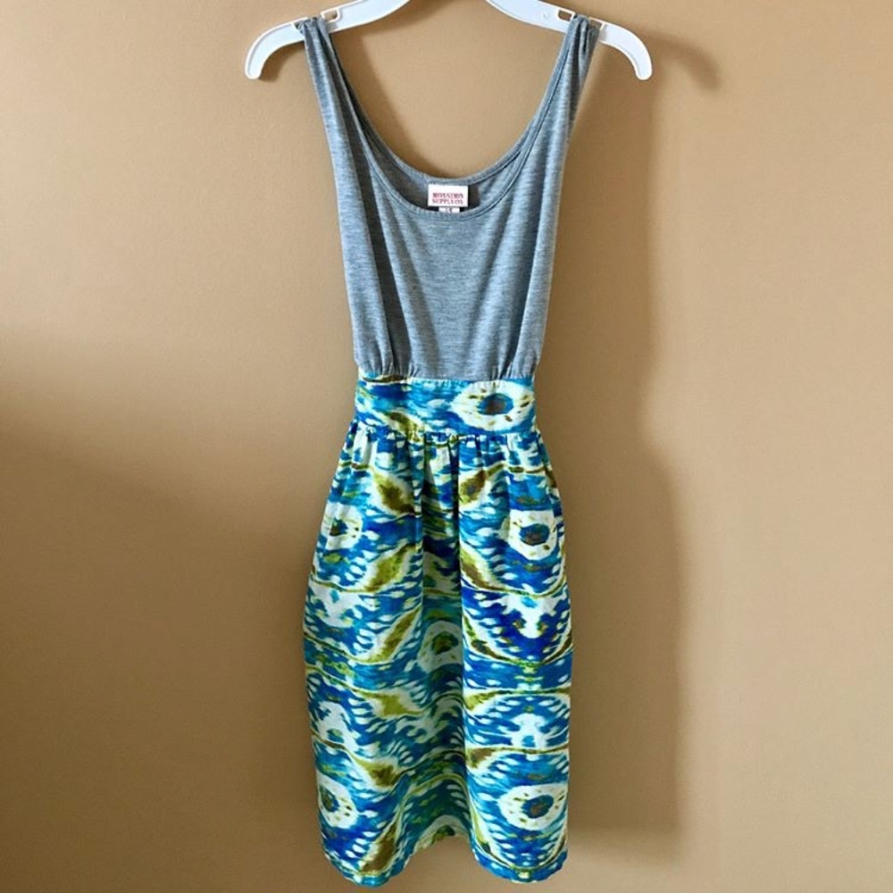 Grey and multicolored patterned dress