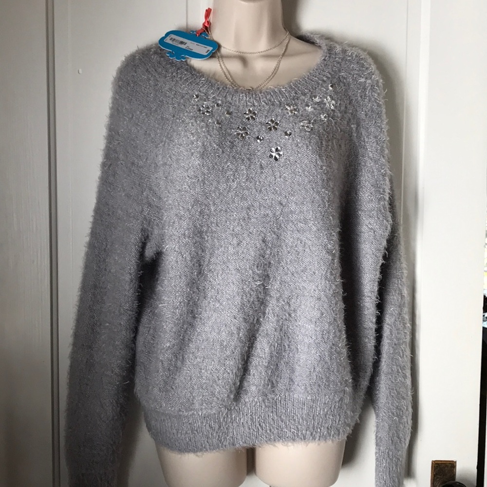 Nanette Lenore L’Amour Gray soft eyelash sweater