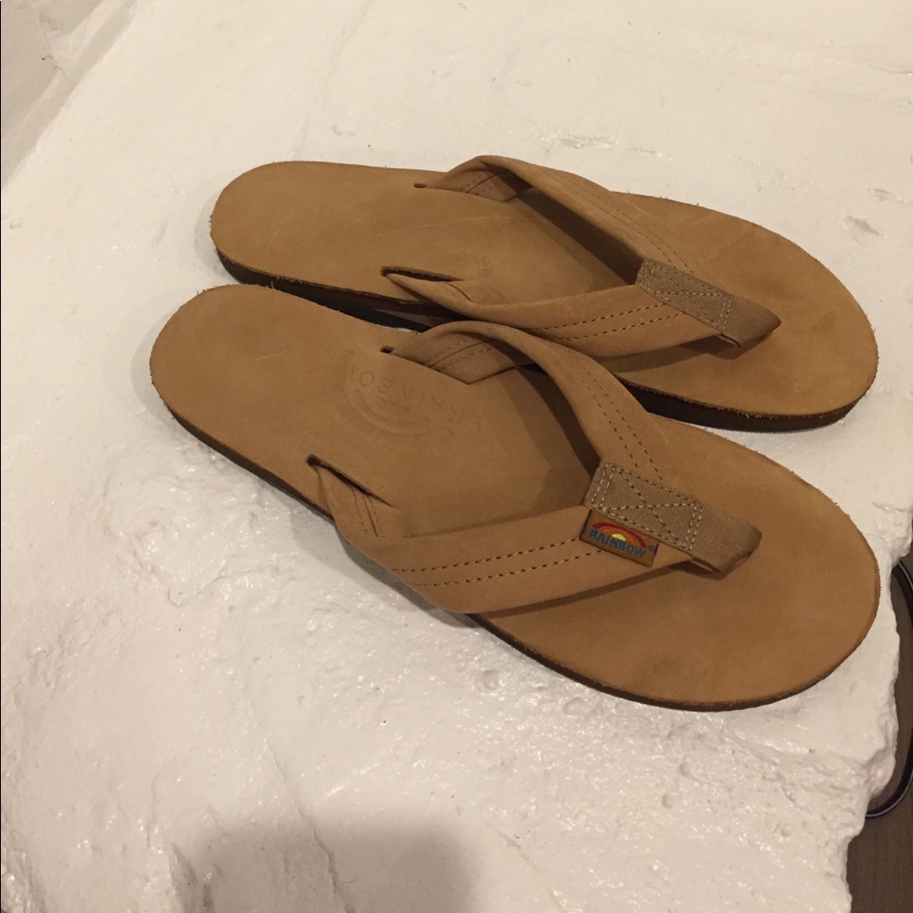 Rainbow flip flops