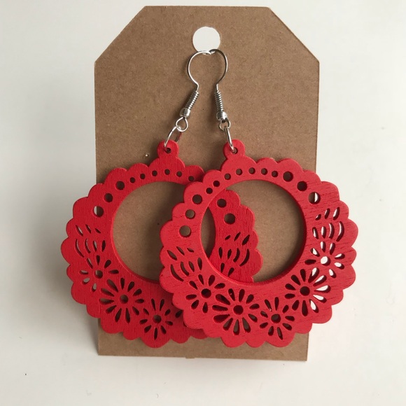 Jewelry - 3 for $25 Wood Lace Cut Earrings