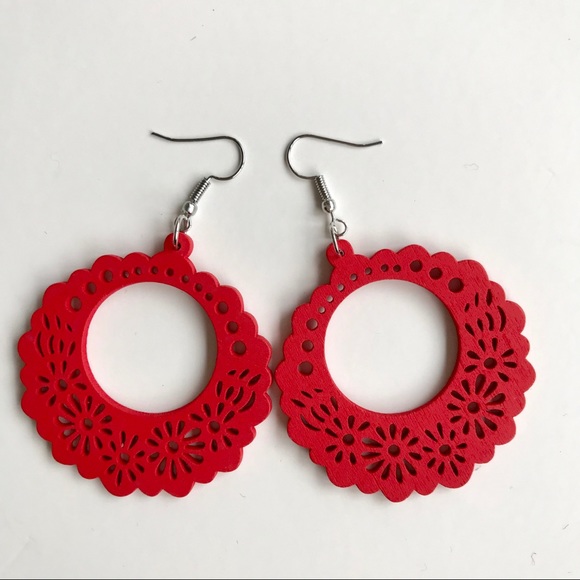 3 for $25 Wood Lace Cut Earrings - Picture 2 of 3