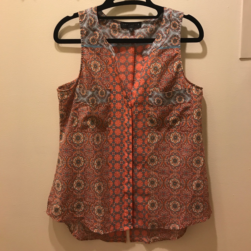 Sanctuary sleeveless printed blouse