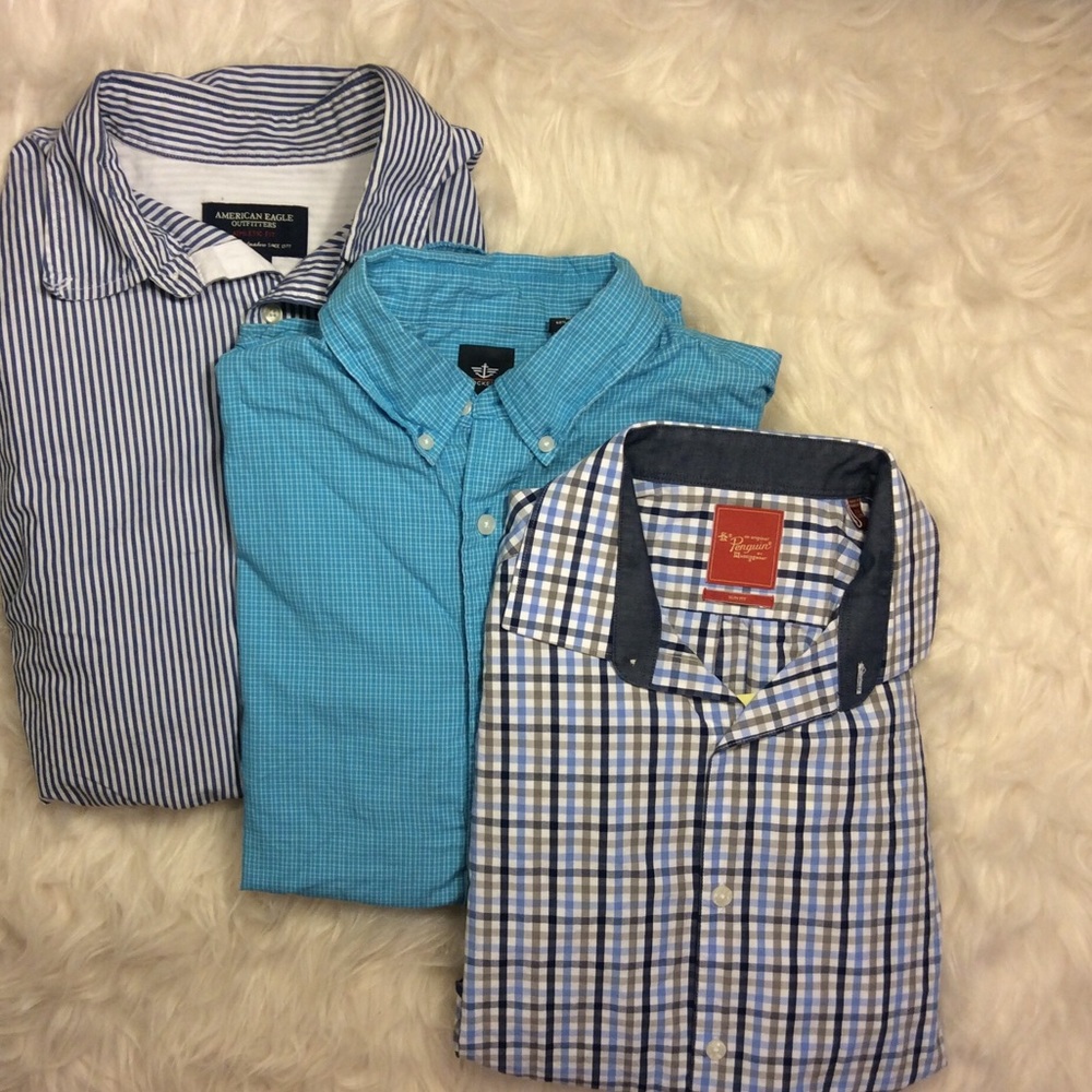 Men's Lot of 3 Blue Button-ups Like New