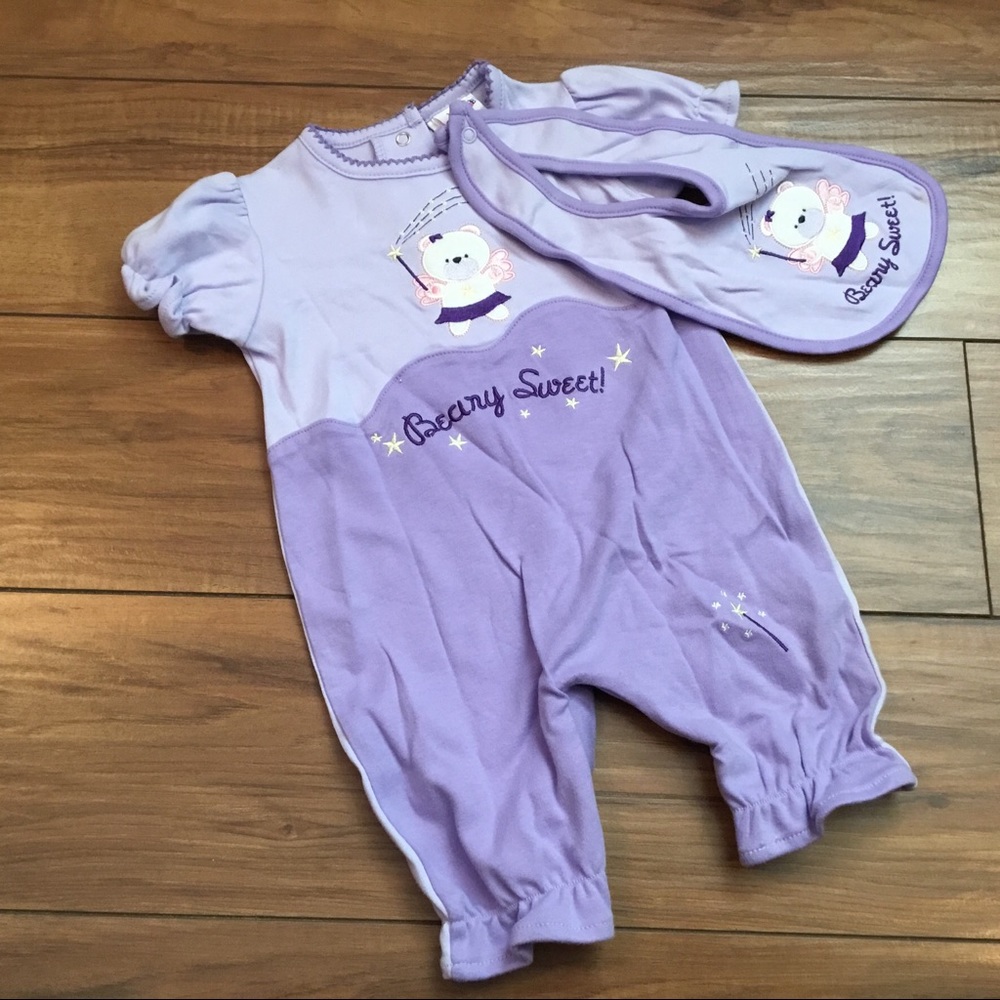 NWT-PURPLE ONESIE WITH BIB