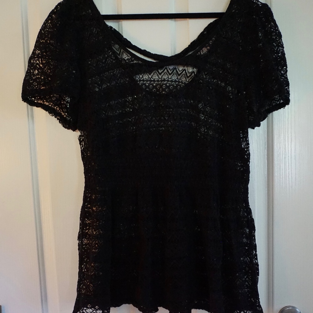 SALE!!! Torrid Lace X Back Blouse with Black Cami