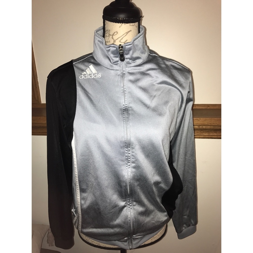 Adidas gray and black track sweater