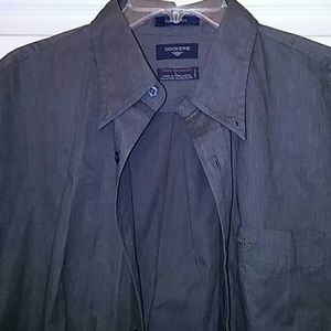 Dockers Long Sleeve Stain Defender Shirt, L Gray