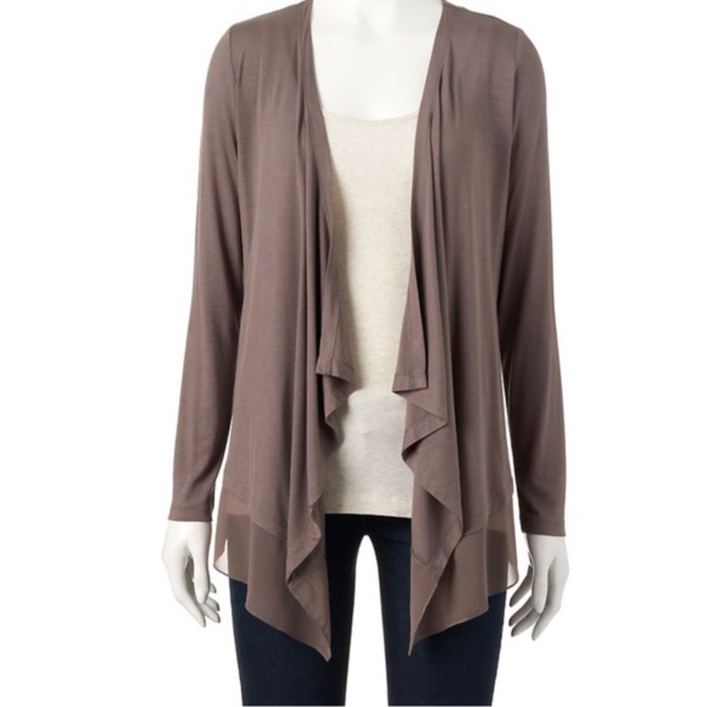 Dana Buchman Chiffon Trim Cardigan