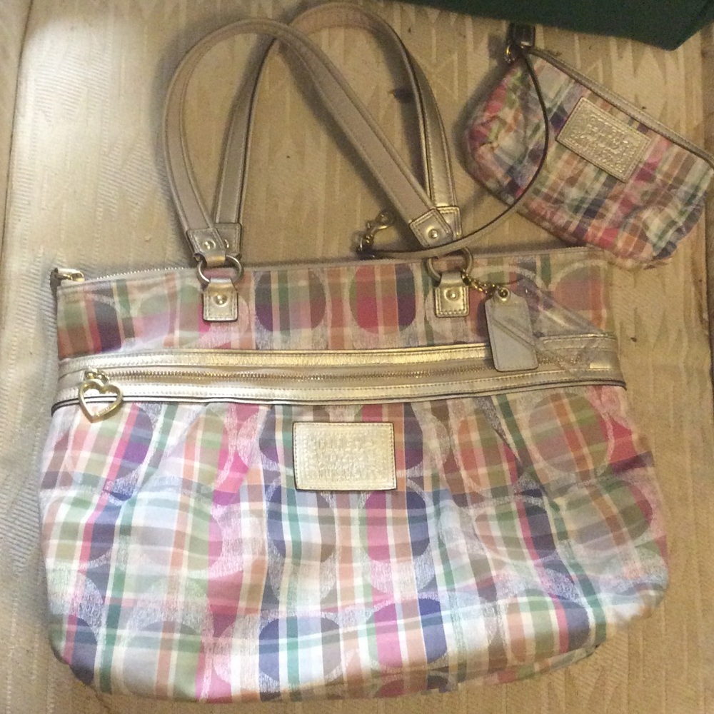 Coach Daisy Madras Glam Tote with wallet