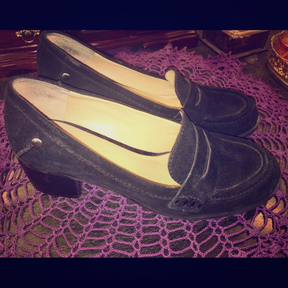 Nine West black suede penny loafers 8M