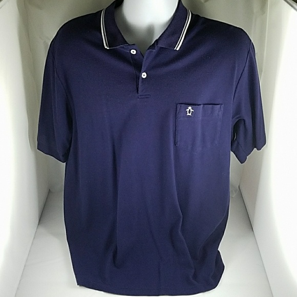Penguin Other - Mens PENGUIN Navy Blue White SS Polo Shirt XLarge