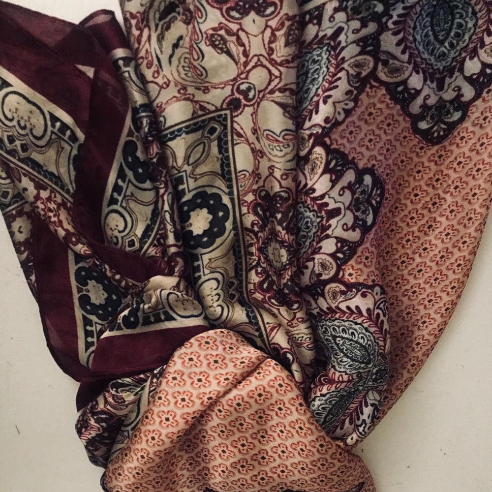 beautiful patterned silk like scarf