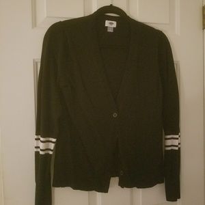 Black Cardigan w/white stripes