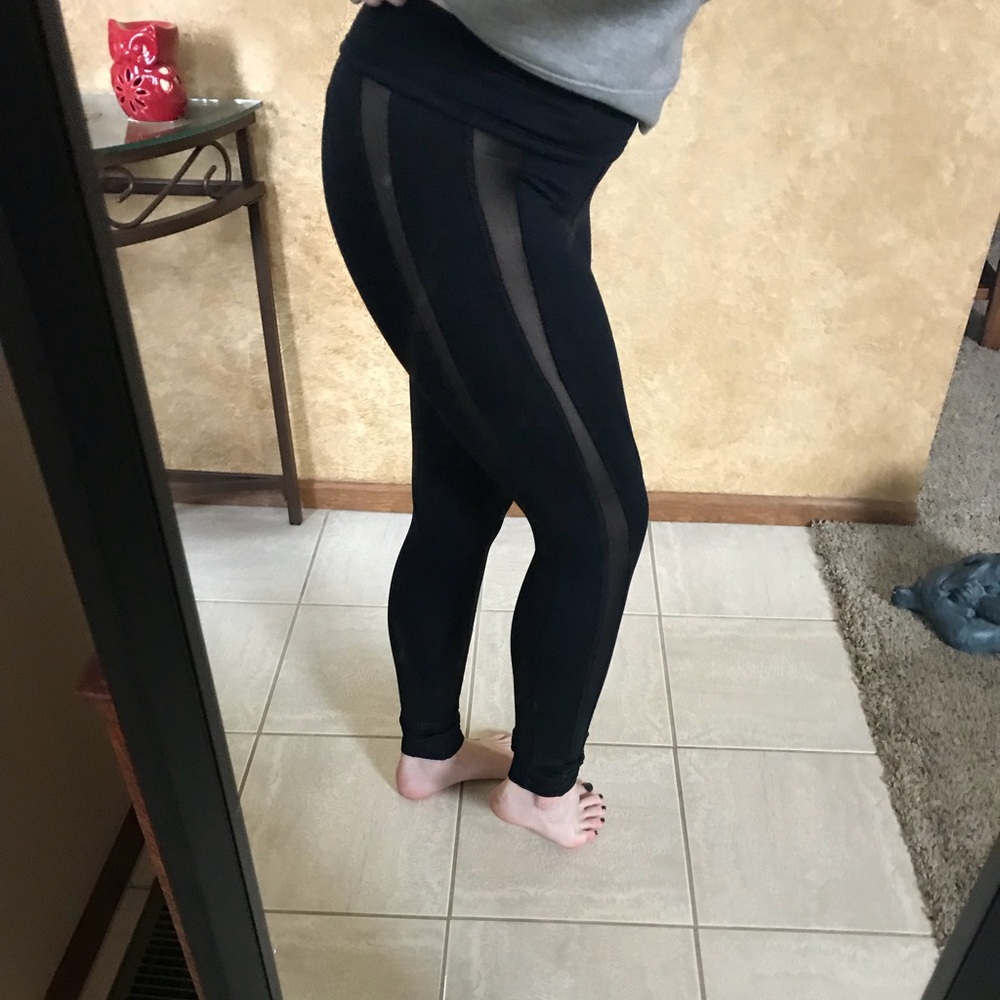 Athletic black mesh leggings