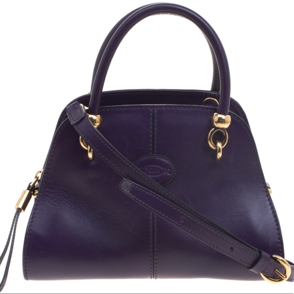 Tod's Purple Leather Small Sella Bowling