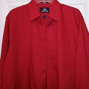 Stafford Long Sleeve Red Wrinkle Free Dress Shirt