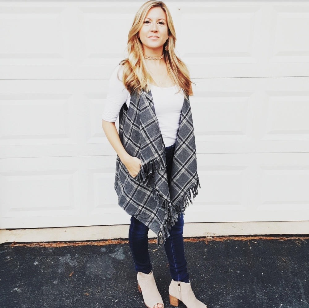 SALE!! plaid hooded vest