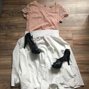 Choies White A-Line Midi Skirt