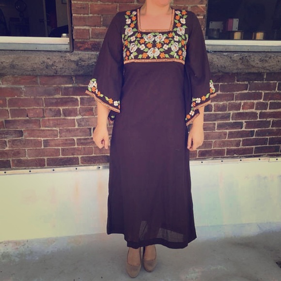 Vintage Dresses & Skirts - Vintage 1970s boho floral hippie dress size 10