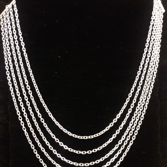 5 strand silver cable chain necklace - Picture 3 of 3