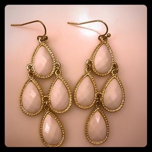 white and gold charming charlie dangle earrings