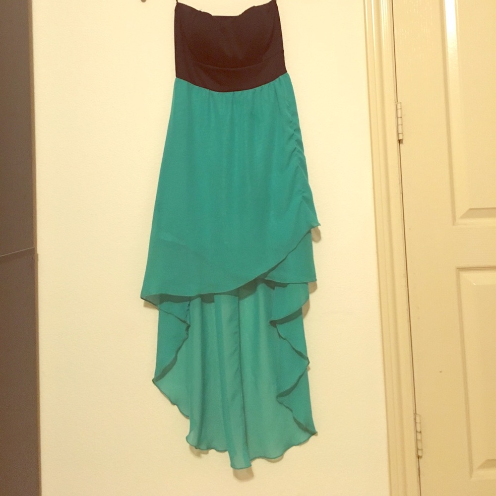 High low black/ teal dress
