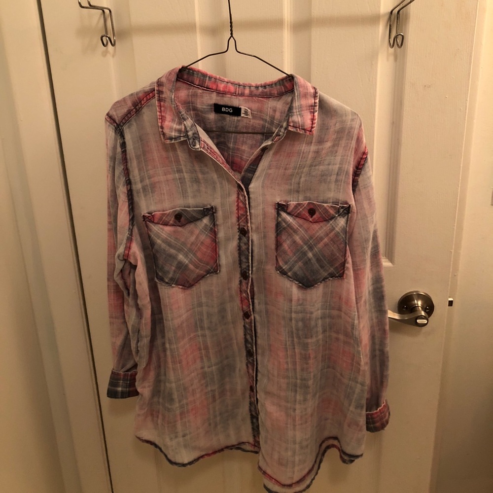 Pink plaid button up