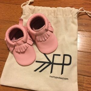 Pink Freshly Picked Genuine Leather Moccasins